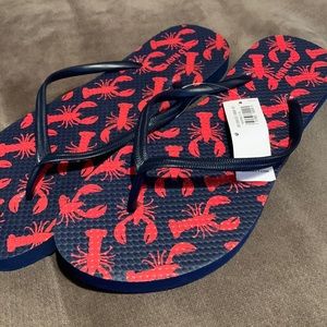 New with tags!!! Blue flip flops with lobster pattern